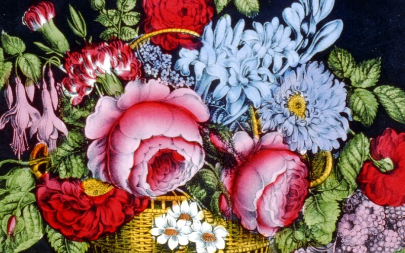 Flower Bouquet in Basket — Red, Vibrant