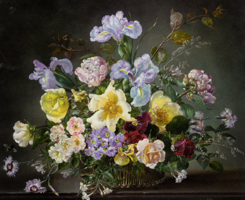 Flower Bouquet in Basket — Yellow
