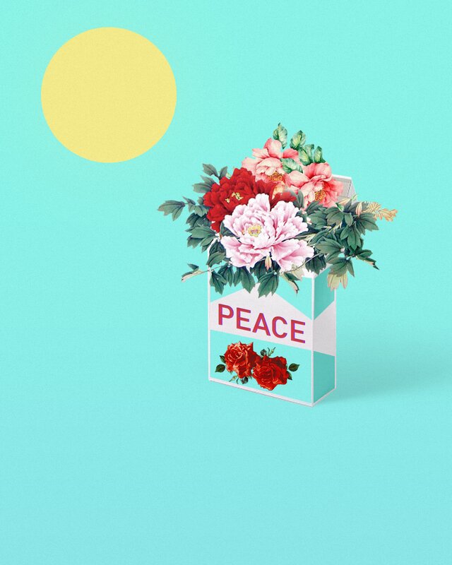 Flower Bouquet in Box — Cyan
