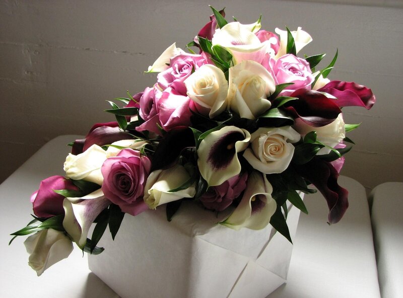 Flower Bouquet in Box — Pink, Calm, Photograph, Roses