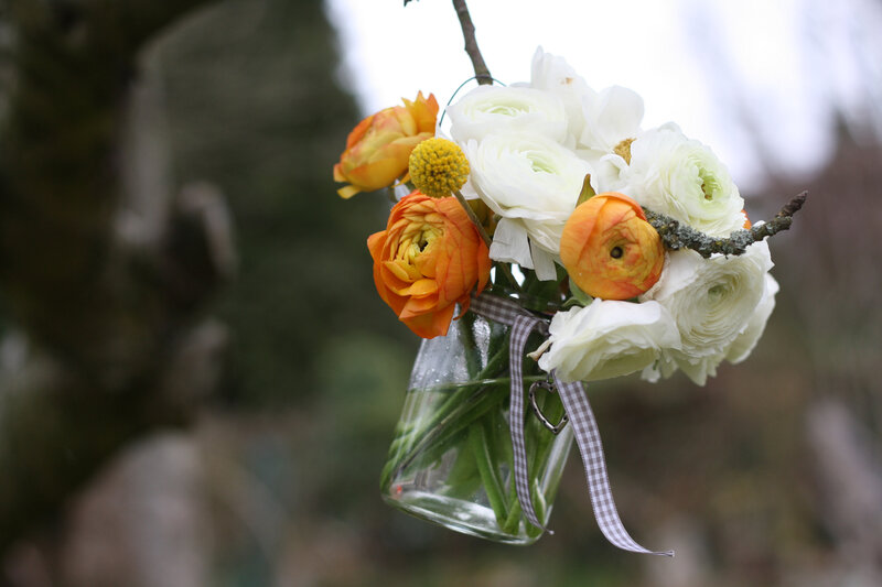 Flower Bouquet in Glass Jar
