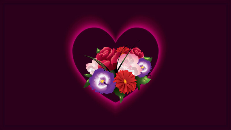 Flower Bouquet in Heart