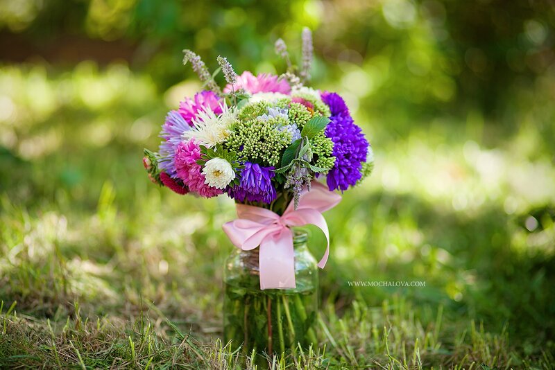 Flower Bouquet in Jar — Purple, Serene