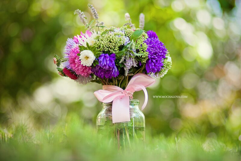 Flower Bouquet in Jar — Purple
