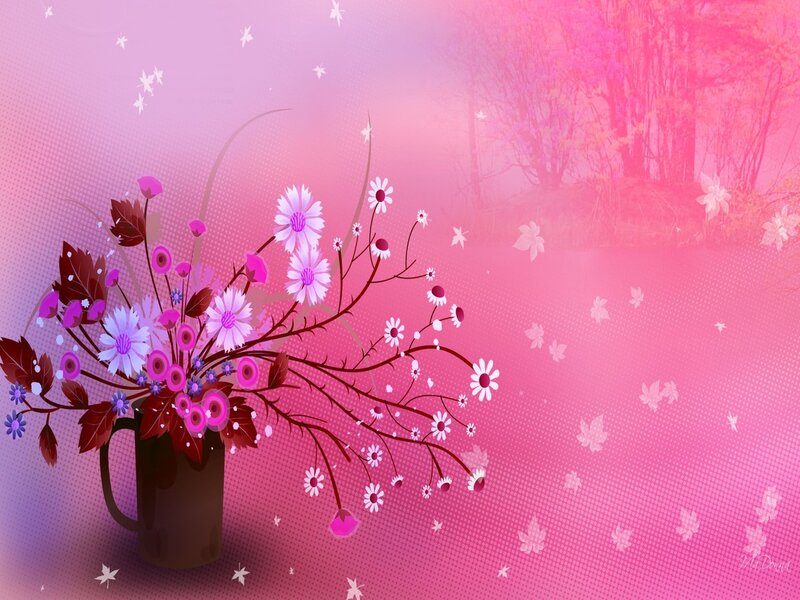 Flower Bouquet in Mug — Pink, Dreamy