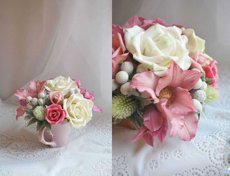 Flower Bouquet in Mug — Pink