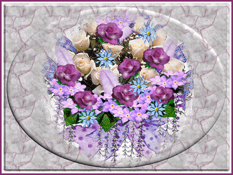 Flower Bouquet in Oval Frame