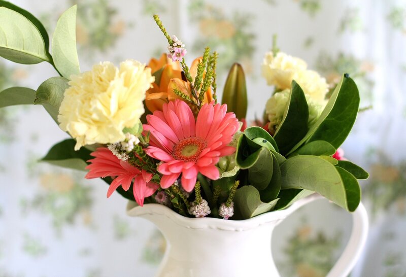 Flower Bouquet in Pitcher — Pink, Calm