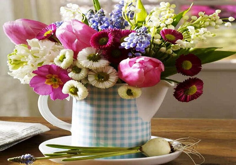 Flower Bouquet in Pitcher — Pink