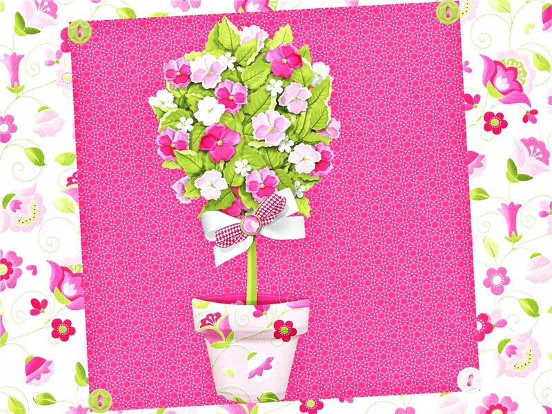 Flower Bouquet in Pot — Pink, Cheerful