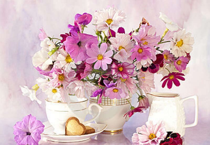 Flower Bouquet in Teacups