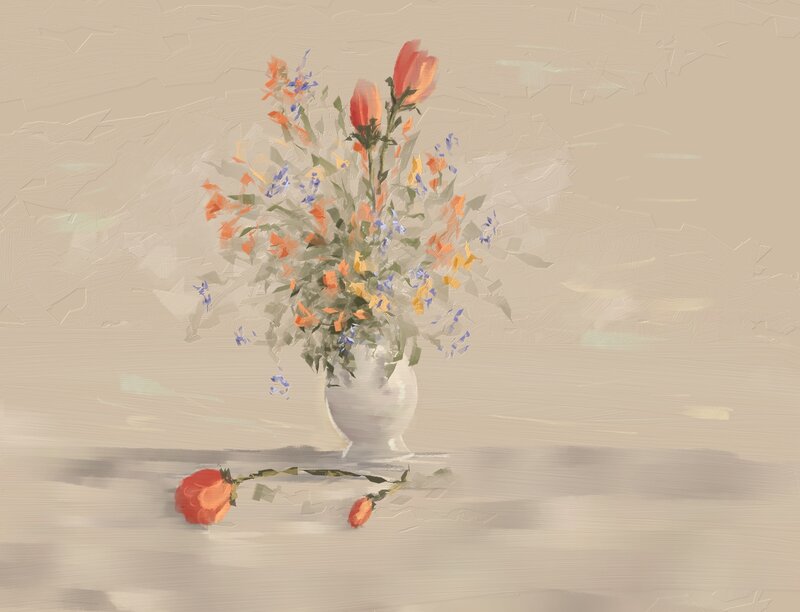 Flower Bouquet in Vase — Beige