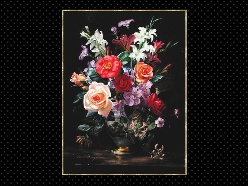 Flower Bouquet in Vase — Black