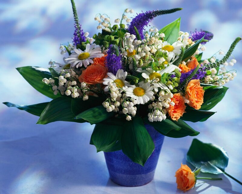 Flower Bouquet in Vase — Blue, Calm, Spring