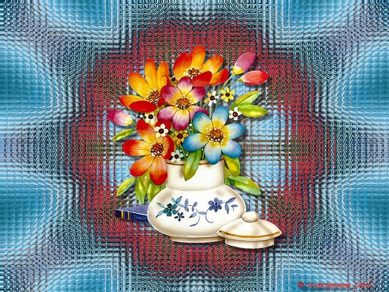 Flower Bouquet in Vase — Blue