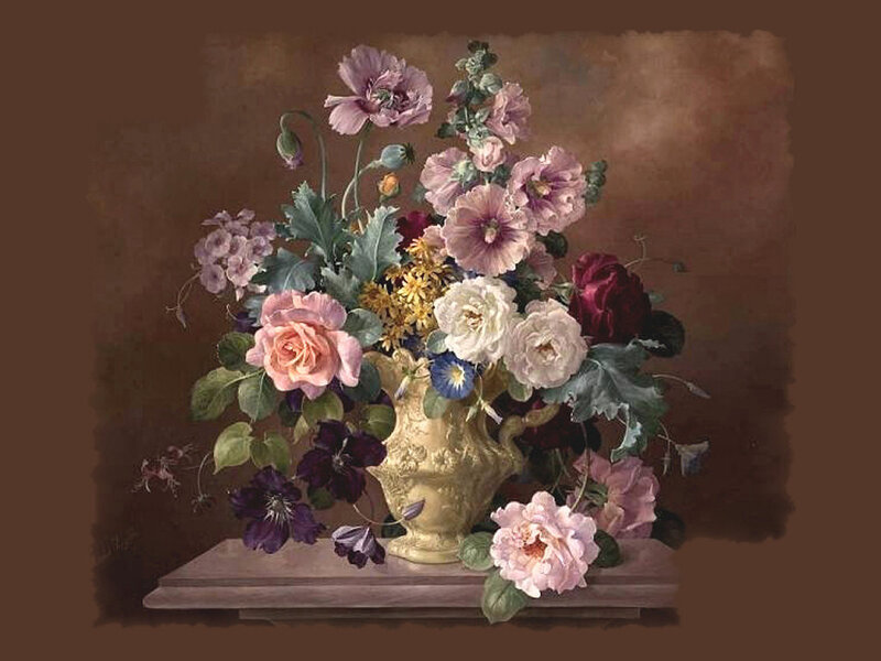 Flower Bouquet in Vase — Brown, Serene