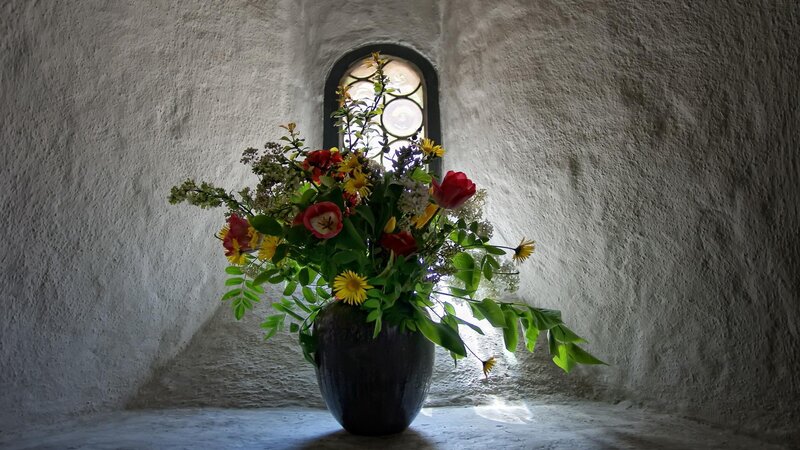 Flower Bouquet in Vase — Green, Serene, Photograph, Window