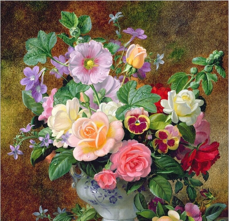 Flower Bouquet in Vase — Pink, Calm, Painting