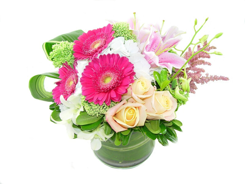 Flower Bouquet in Vase — Pink, Calm, Photograph, Roses