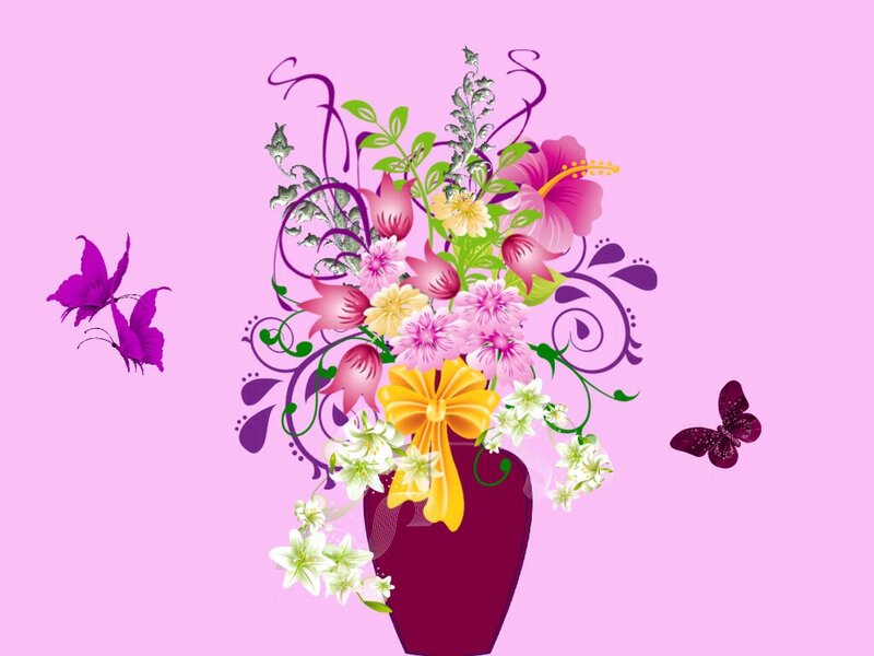 Flower Bouquet in Vase — Pink, Cheerful