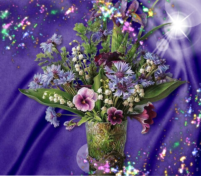 Flower Bouquet in Vase — Purple, Magical