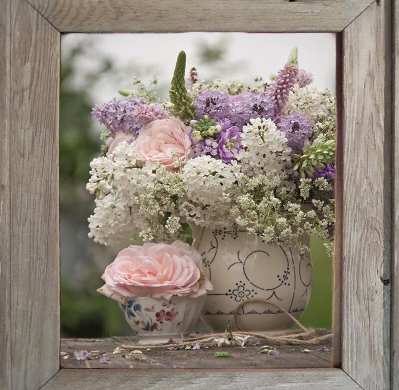 Flower Bouquet in Vase — Purple, Serene, Spring, Photograph, Rose
