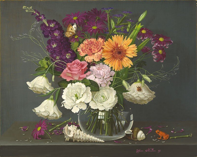 Flower Bouquet in Vase — Purple
