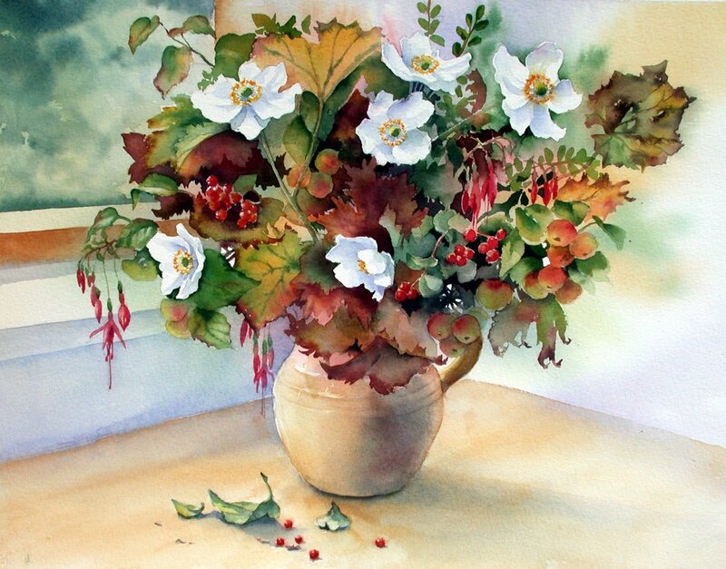Flower Bouquet in Vase — White