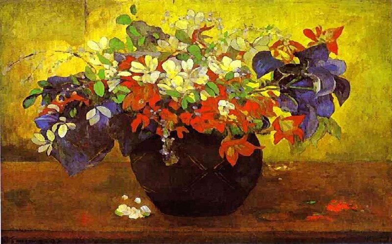 Flower Bouquet in Vase — Yellow, Calm, Painting