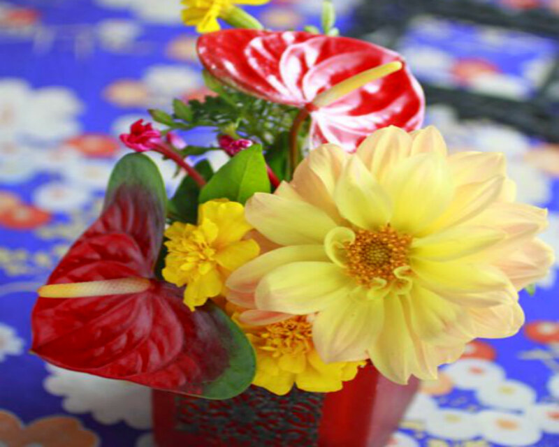 Flower Bouquet in Vase — Yellow, Colorful