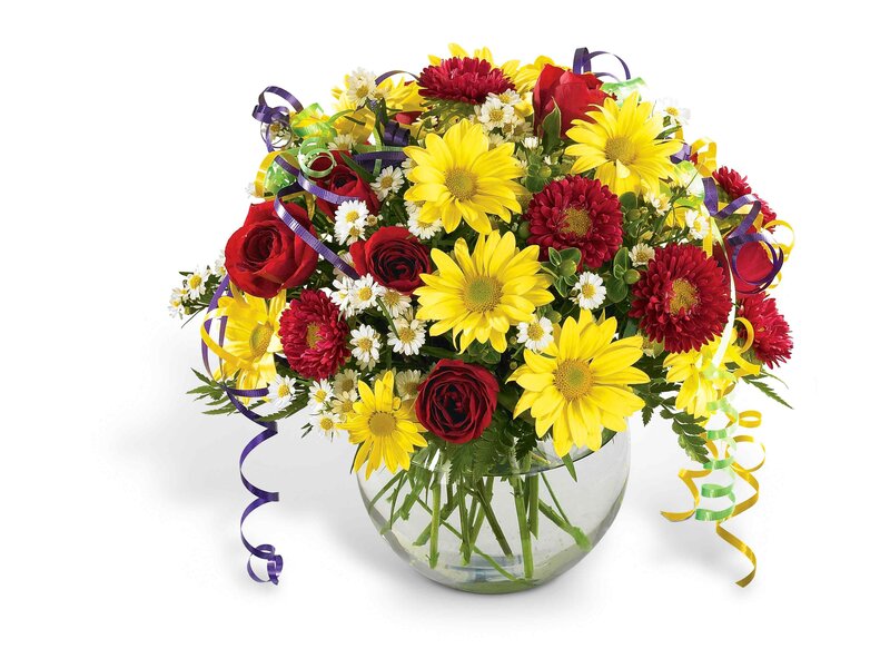 Flower Bouquet in Vase — Yellow, Festive