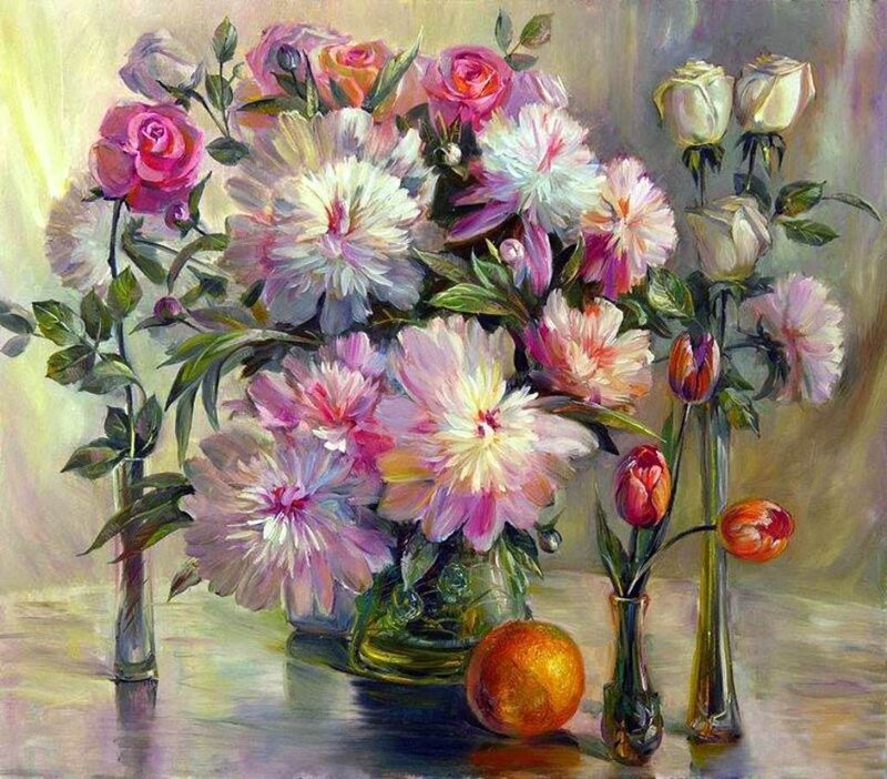 Flower Bouquet in Vases — Pink