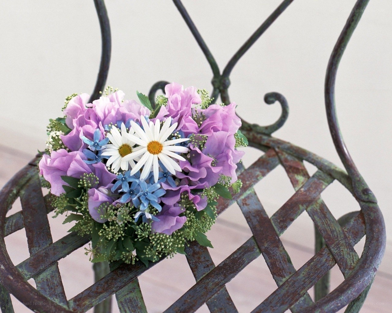 Flower bouquet on a chair