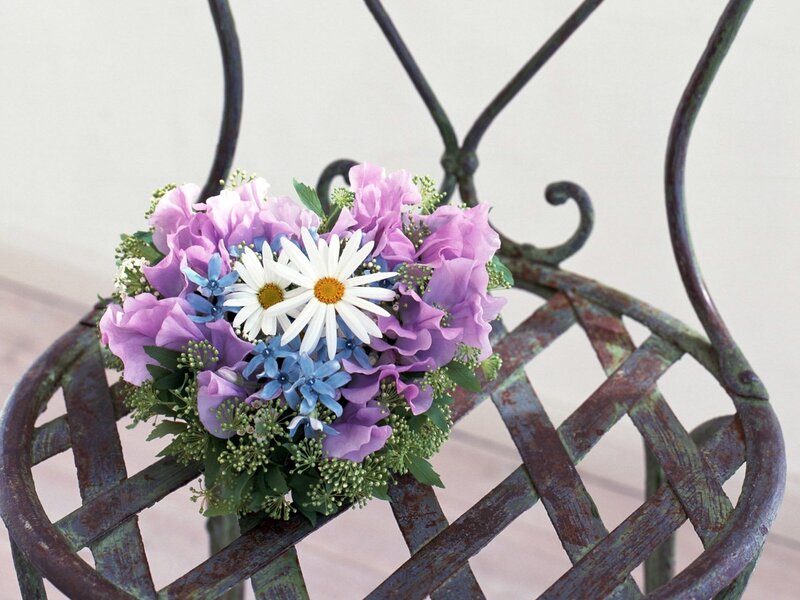 Flower bouquet on a chair