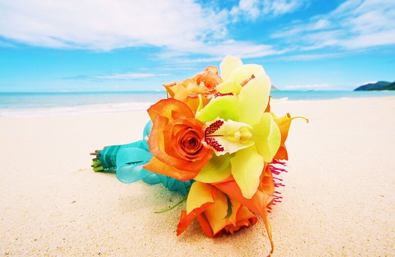 Flower Bouquet on Beach — Orange
