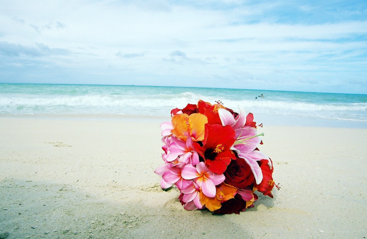 Flower bouquet on beach