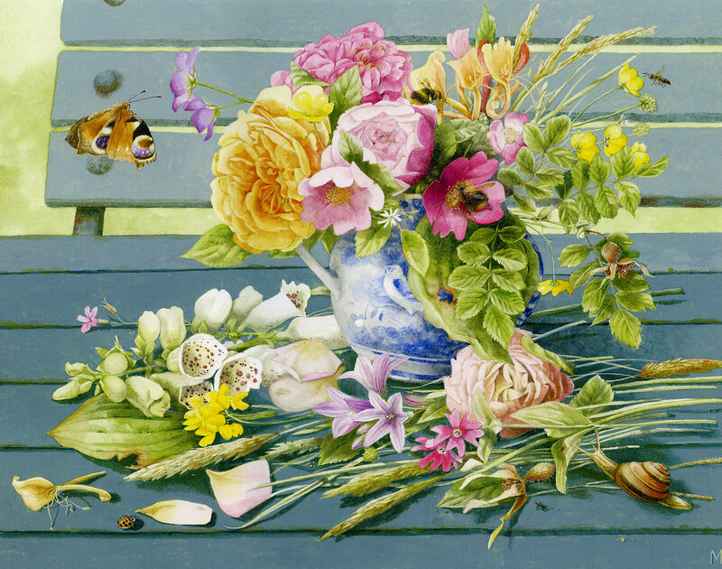 Flower Bouquet on Bench