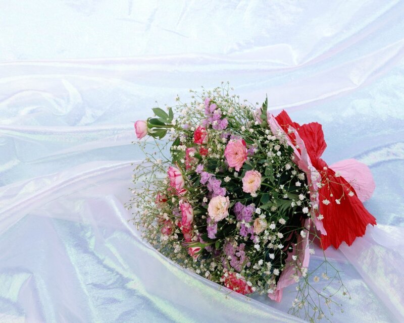 Flower bouquet on fabric