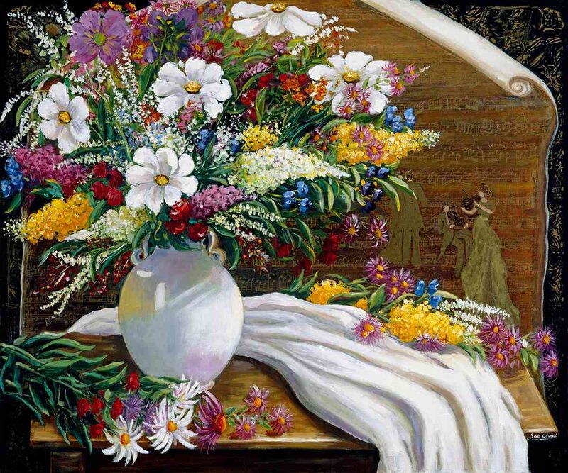 Flower Bouquet on Piano