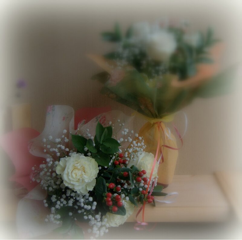 Flower Bouquet on Shelf