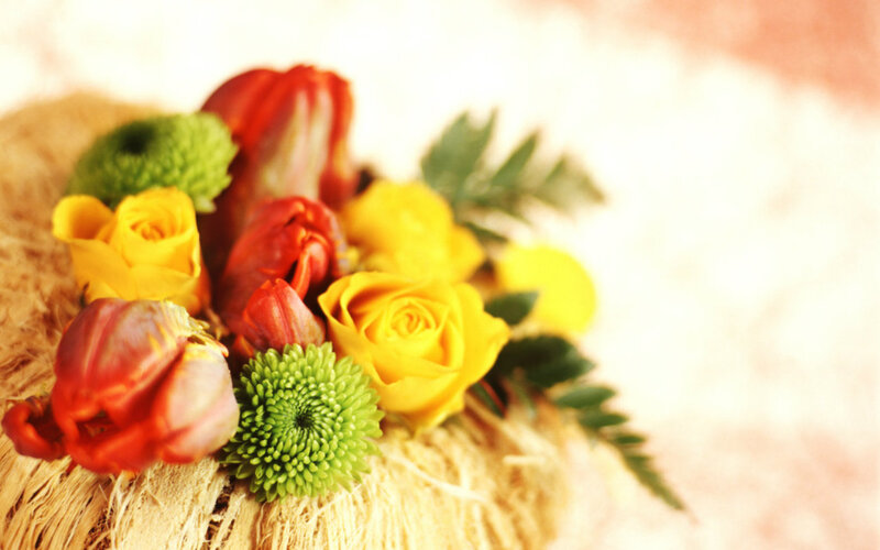 Flower Bouquet on Straw