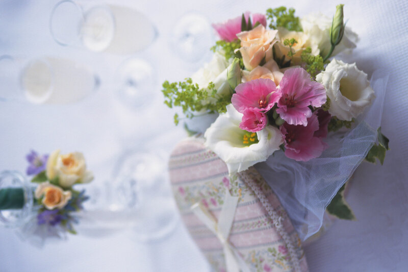Flower Bouquet on Table — Pink, Serene, Photograph