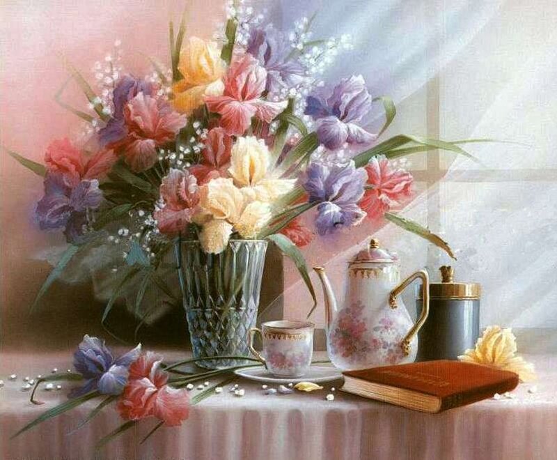 Flower Bouquet on Table — Pink, Serene