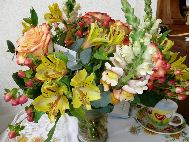 Flower bouquet on table