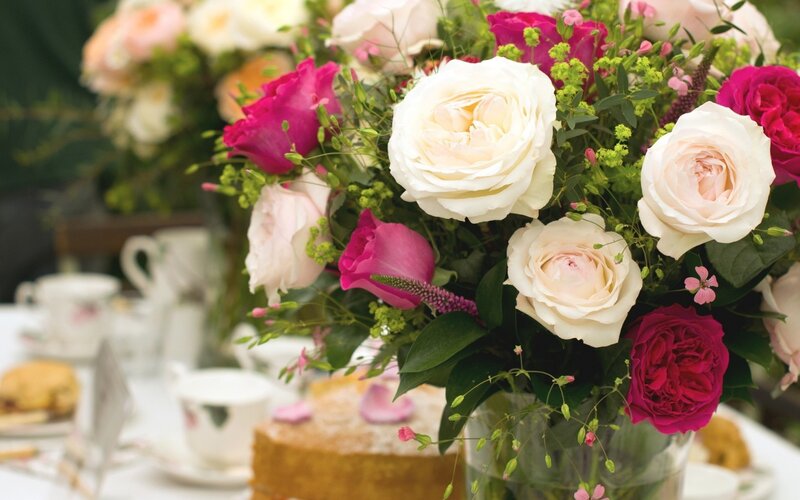 Flower Bouquet on Table — White, Elegant, Afternoon