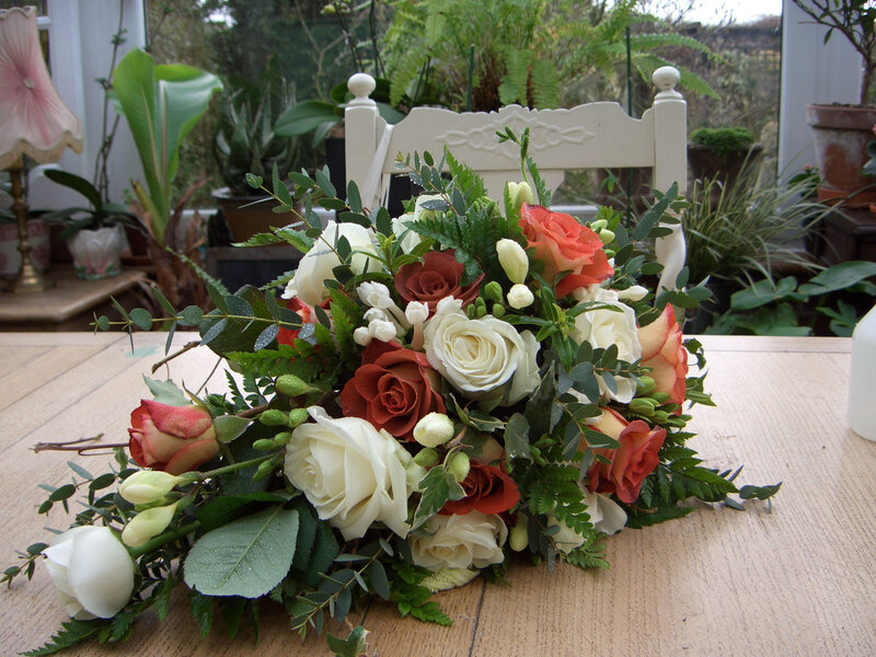 Flower Bouquet on Table — White
