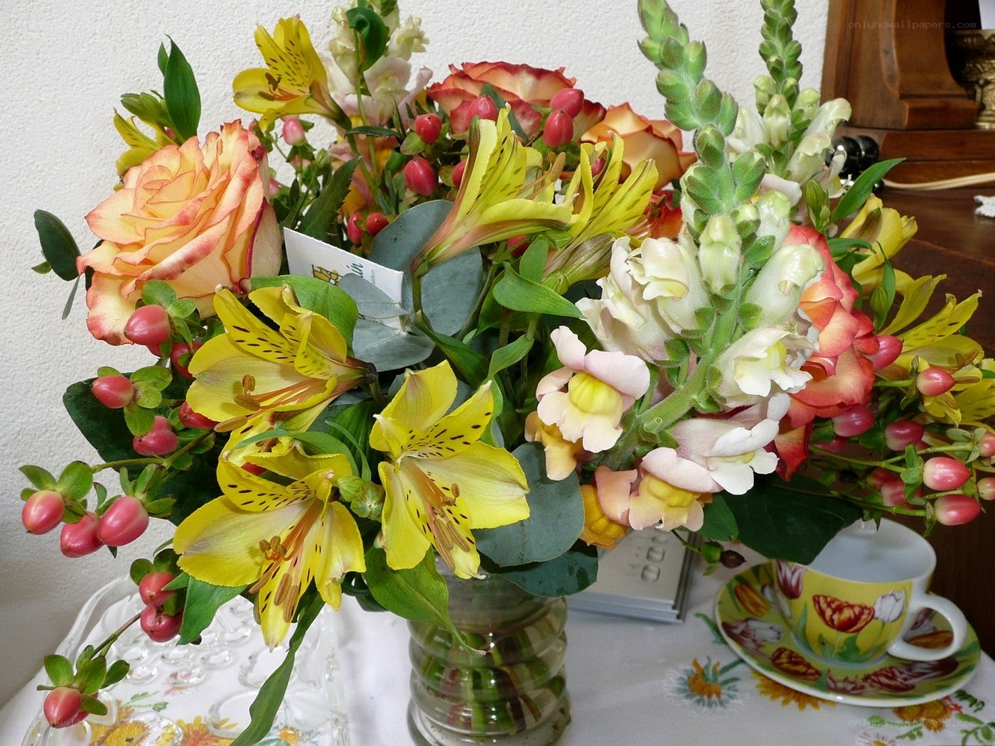 Flower bouquet on table