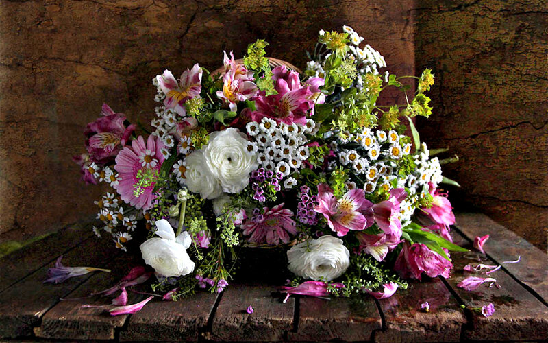 Flower Bouquet on Wood