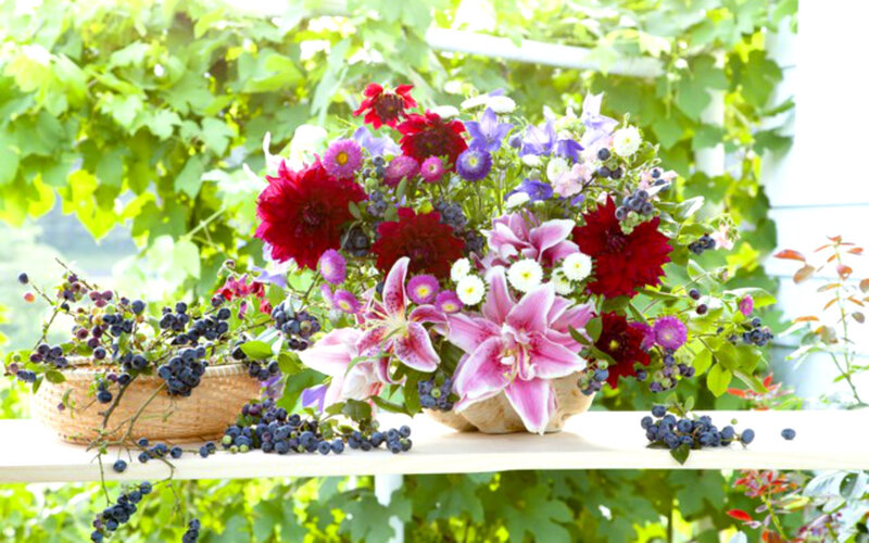 Flower Bouquet with Berries — Red