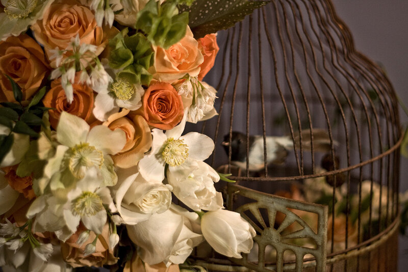 Flower Bouquet with Birdcage